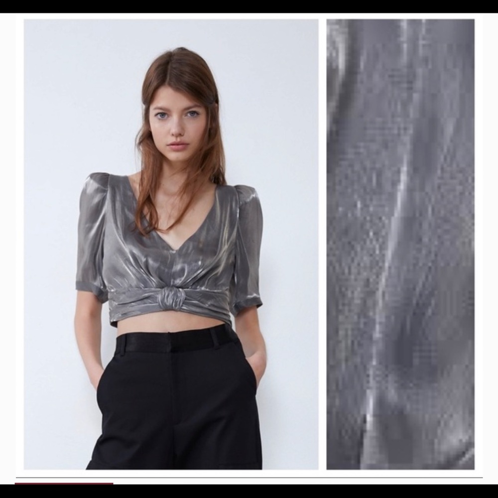 Crop Top Metallic Silver - Zara